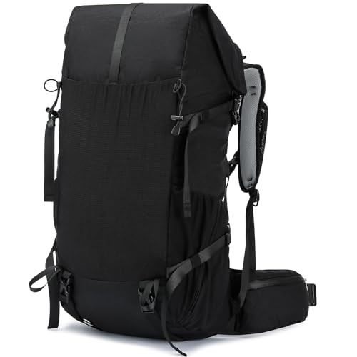 POWER KING 30L Expandable Hiking Backpack, Black, Roll Top, Fits 15.6-inch Laptop