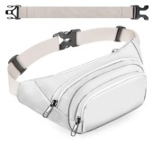 SUPHOSMT White Fanny Pack 4-Pocket Bum Bag with Extended Belt