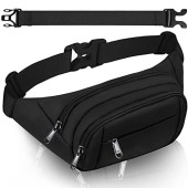 SUPHOSMT 4-Pocket Bum Bag with 35cm Extended Belt, Bumbag Black