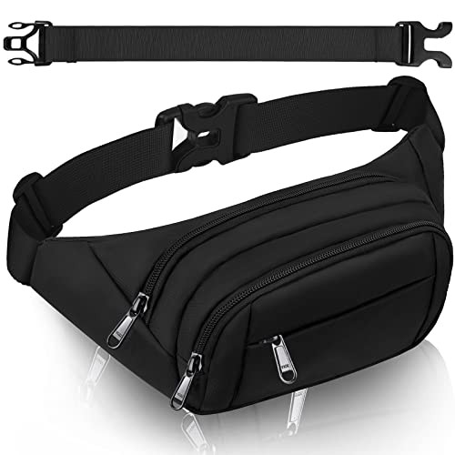 SUPHOSMT 4-Pocket Bum Bag with 35cm Extended Belt, Bumbag Black