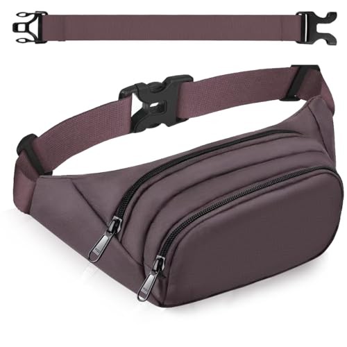 SUPHOSMT Brown 4-Pocket Waist Bag with Extended Belt