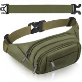 SUPHOSMT 4-Pocket Waist Bag with 35cm Extended Belt, Army Green