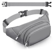 SUPHOSMT Gray Fanny Pack, 4-Pocket Waist Bag with Extended Belt