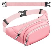 SUPHOSMT Large 4-Pocket Bum Bag, Light Pink