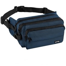AGPTEK Large Capacity RFID Bum Bag, Adjustable Waterproof Waist Fanny Pack, Navy Blue, Size L