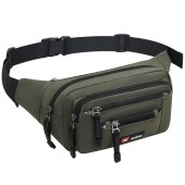AirZyx waterproof bumbag waist pack, olive, 6 zipped pockets