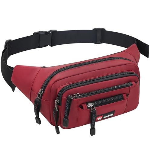 AirZyx Red bumbag waist pack with 6 zipped pockets