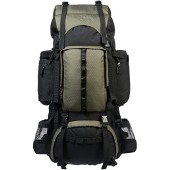 Amazon Basics Internal Frame Hiking Backpack with Rainfly, 75 L, Green