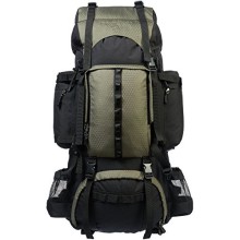 Amazon Basics Internal Frame Hiking Backpack with Rainfly, 75 L, Green