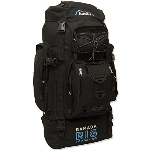 Andes Ramada 120L Extra Large Hiking and Camping Backpack, Black