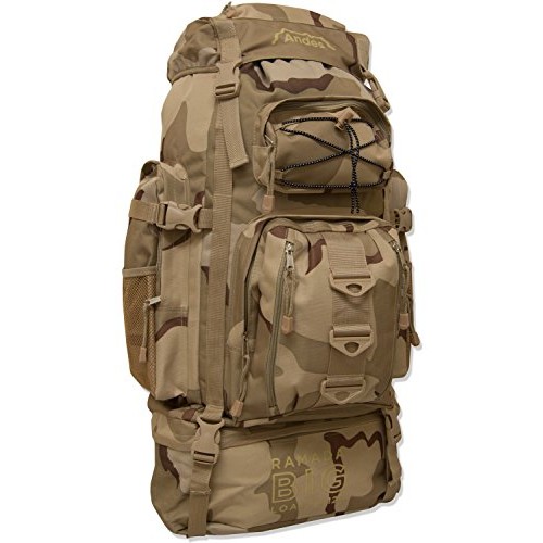Andes Ramada 120L Extra Large Hiking and Camping Backpack, Desert Camo