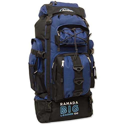 Andes Ramada 120L Extra Large Hiking and Camping Backpack, Navy