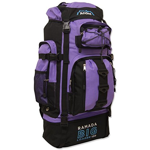 Andes Ramada 120L Extra Large Hiking and Camping Backpack, Lilac