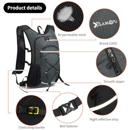 Asnewkit Ultra Lightweight 20L Waterproof Backpack, Grey-4