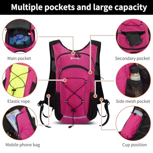 Asnewkit Ultra Lightweight 20L Waterproof Backpack, Red-3