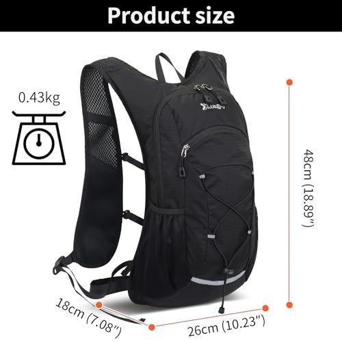 Asnewkit Ultra Lightweight 20L Waterproof Hiking Backpack, Black-2