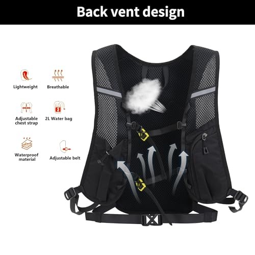 Asnewkit Ultra Lightweight 20L Waterproof Hiking Backpack, Black-3