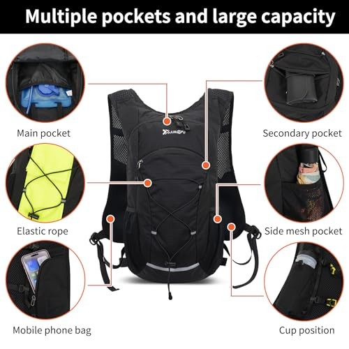 Asnewkit Ultra Lightweight 20L Waterproof Hiking Backpack, Black-5