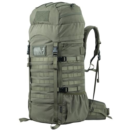 BACKFERRY 75L Tactical Backpack with Internal Frame, MOLLE and Hydration System, Olive Green