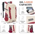 BAGPARKK 35L Lightweight Packable Travel Hiking Backpack, Water-Resistant Daypack, Beige-Red, 35L Extra Large
