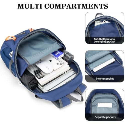 BAGPARKK 35L Lightweight Packable Travel Hiking Backpack Daypack, Navy, 35L Extra Large-1