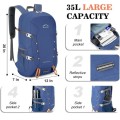 BAGPARKK 35L Lightweight Packable Travel Hiking Backpack Daypack, Navy, 35L Extra Large