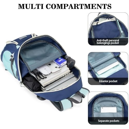 BAGPARKK 35L Lightweight Packable Hiking Backpack, Navy Blue, Extra Large-1