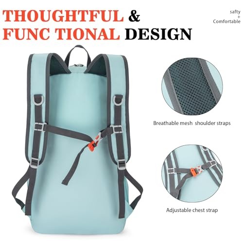 BAGPARKK 35L Lightweight Packable Hiking Backpack, Sky Blue-3