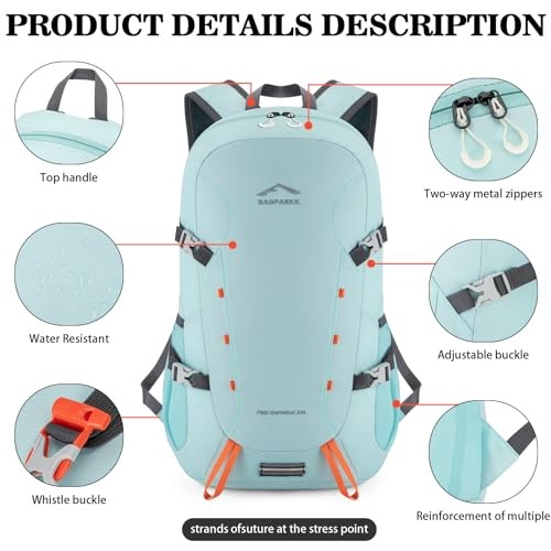 BAGPARKK 35L Lightweight Packable Hiking Backpack, Sky Blue-4