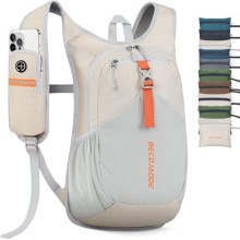 BECOJADDE 15L Foldable Hiking Backpack, Beige