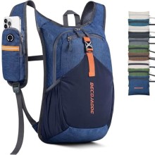 BECOJADDE 15 Litre Foldable Hiking Backpack, Navy