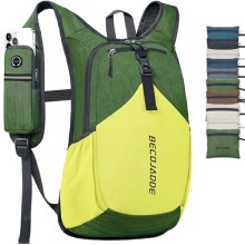 BECOJADDE 15L Foldable Hiking Backpack, Olive Green Yellow
