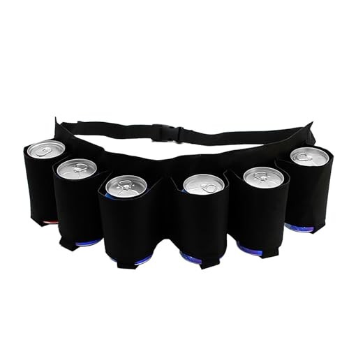 AQSQWQ Black Beer Belt 6-Pack Bottle and Can Holder