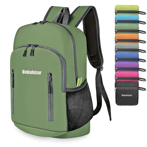 Bekahizar 20L Ultra Lightweight Foldable Hiking Daypack, Green