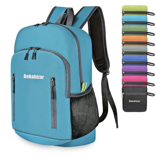 Bekahizar 20L Ultra Lightweight Foldable Hiking Daypack, Blue