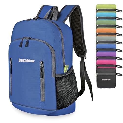 Bekahizar 20L Ultra Lightweight Foldable Hiking Daypack, Dark Blue