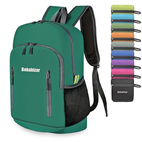 Bekahizar 20L Ultra Lightweight Foldable Hiking Daypack, Teal Blue