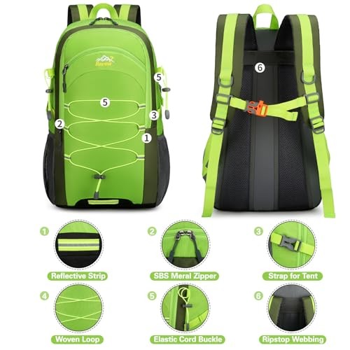Besrina 40L Hiking Backpack, water-resistant travel rucksack with reflective strips-3