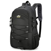 Besrina 40L Hiking Backpack, Black, water-resistant daypack with reflective strips
