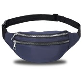 Wendergo Blue Bum Bag Waist Pack with 2 Zip Pockets