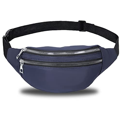 Wendergo Blue Bum Bag Waist Pack with 2 Zip Pockets