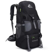 Bseash 50L Hiking Backpack, Black, No Shoe Compartment