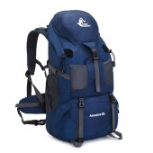 Bseash 50L Hiking Backpack, Navy Blue with Shoe Compartment