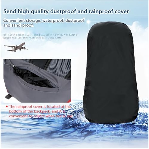 Bseash 60L Waterproof Hiking and Camping Backpack with Rain Cover, Black-5