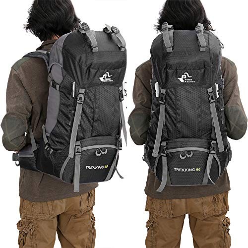 Bseash 60L Waterproof Hiking and Camping Backpack with Rain Cover, Black-8