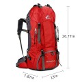 Bseash 60L Waterproof Hiking and Camping Backpack with Rain Cover, Red