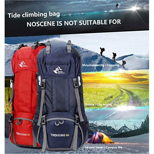 Bseash 60L Waterproof Hiking and Camping Backpack with Rain Cover, Red-8