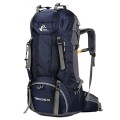 Bseash 60L Waterproof Hiking and Camping Backpack with Rain Cover, Navy Blue