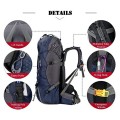 Bseash 60L Waterproof Hiking and Camping Backpack with Rain Cover, Navy Blue