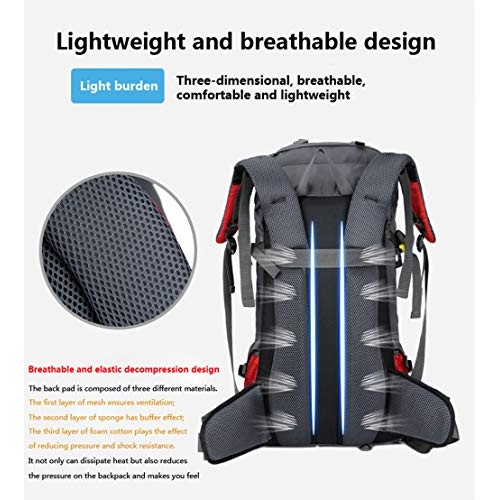Bseash 60L Waterproof Hiking and Camping Backpack with Rain Cover, Navy Blue-7